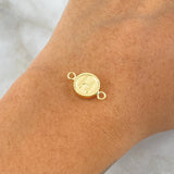 Herraje Letra H Mate 0.55gr / 1.7cm / Circulo Bordeado Oro Amarillo 18K