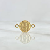 Herraje Letra H Mate 0.6gr / 1.7cm / Circular Bordeado Oro Amarillo 18K