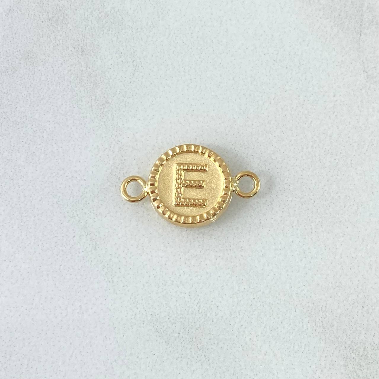 Herraje Letra E Mate 0.65gr / 1cm-1.7cm / Circulo Bordeado Oro Amarillo 18K *