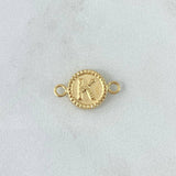 Herraje Letra K Mate 0.65gr / 1cm-1.7cm / Circulo Bordeado Oro Amarillo 18K ©