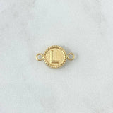 Herraje Letra L Mate 0.65gr / 1.7cm-Circulo Bordeado  Oro Amarillo 18K