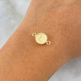 Herraje Letra L Mate 0.65gr / 1.7cm-Circulo Bordeado  Oro Amarillo 18K
