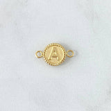 Herraje Letra A Mate 0.6gr / 1.7cm / Circulo Bordeado Oro Amarillo 18K