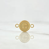 Herraje Letra C Mate 0.6gr / 1.7cm / Circular Bordeado Oro Amarillo 18K