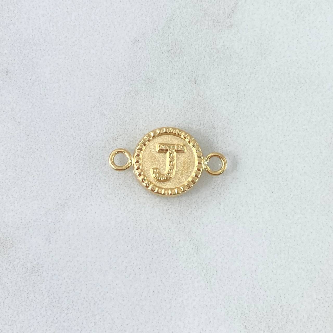 Herraje Letra J Mate 0.6gr / 1cm-1.7cm / Circulo Bordeado Oro Amarillo 18K *