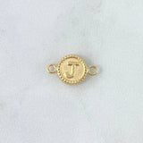 Herraje Letra J Mate 0.6gr / 1cm-1.7cm / Circulo Bordeado Oro Amarillo 18K *