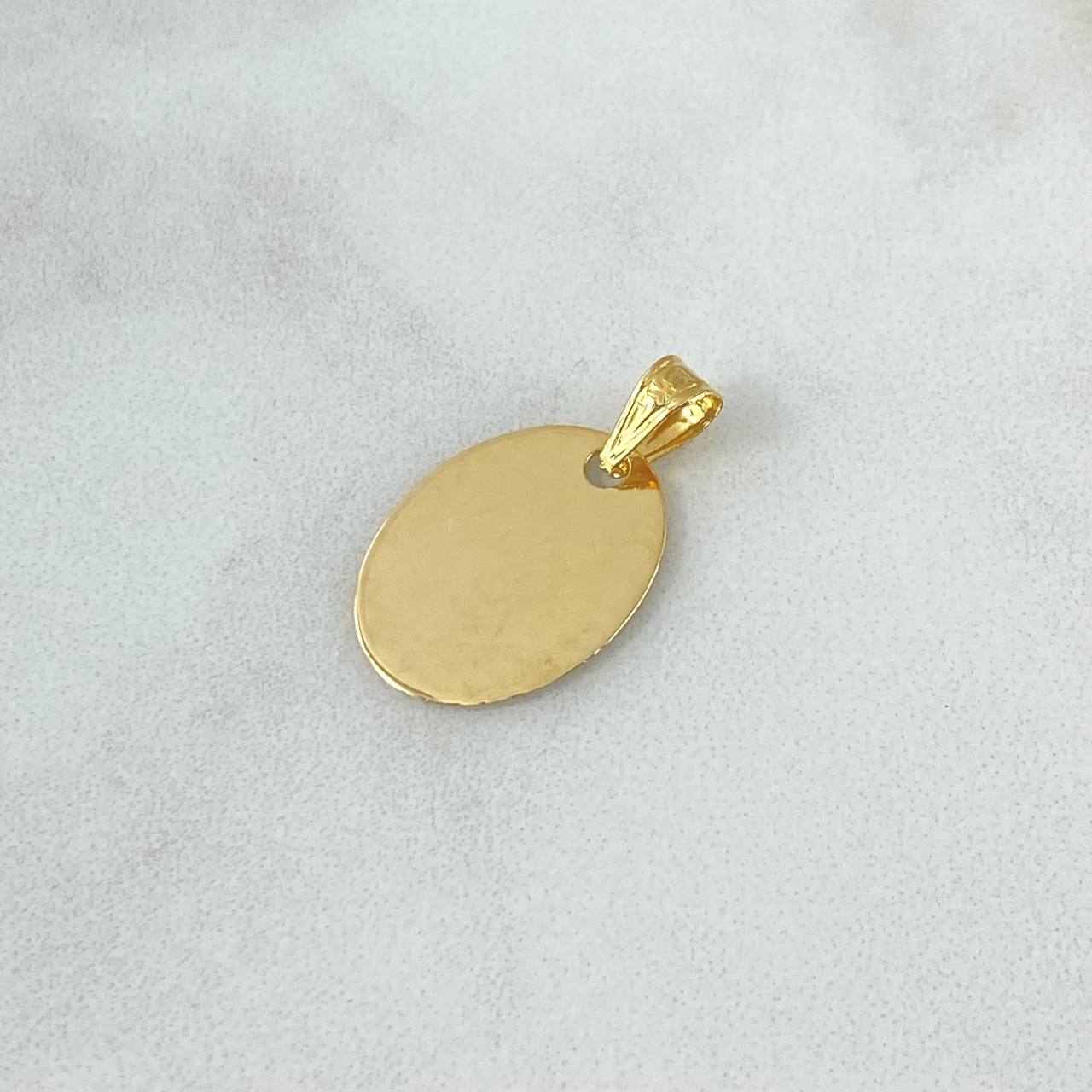Dije Placa Ovalada Lisa 1gr / 1.6cm - 2.2cm / Cargador Interno Tallado Oro Amarillo 18K *