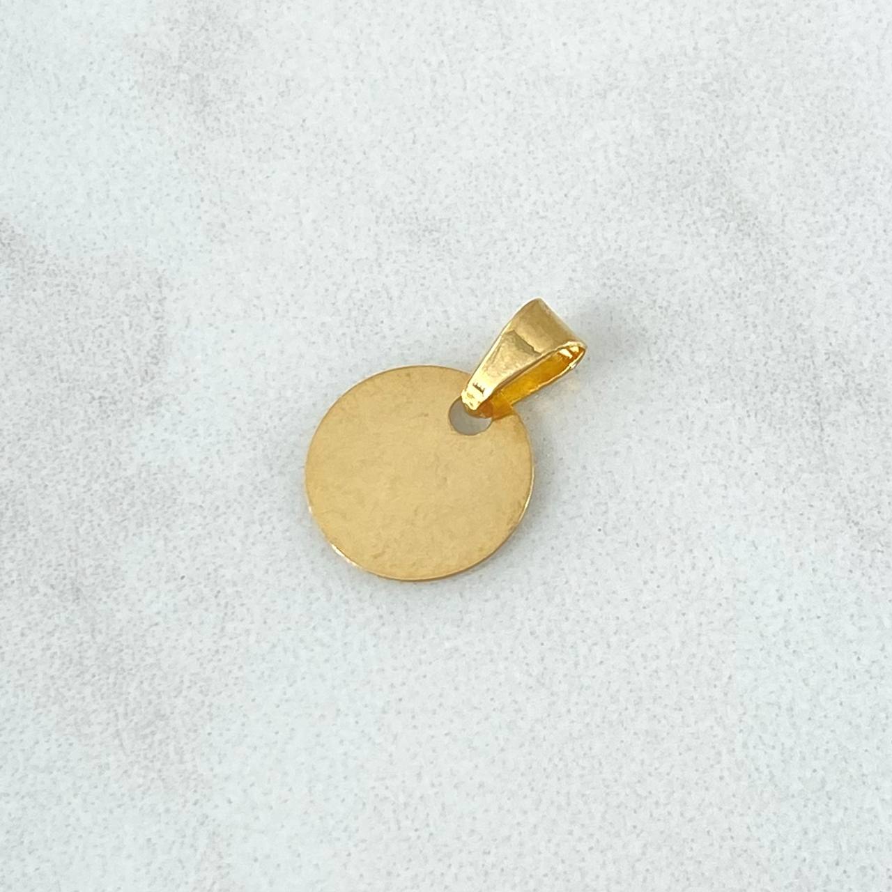 Dije Placa Circular Lisa 0.45gr / 1cm - 1.6cm / Cargador Interno Liso Oro Amarillo 18K