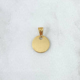 Dije Placa Circular Lisa 0.55gr / 1cm - 1.6cm / Cargador Interno Tallado Oro Amarillo 18K ©