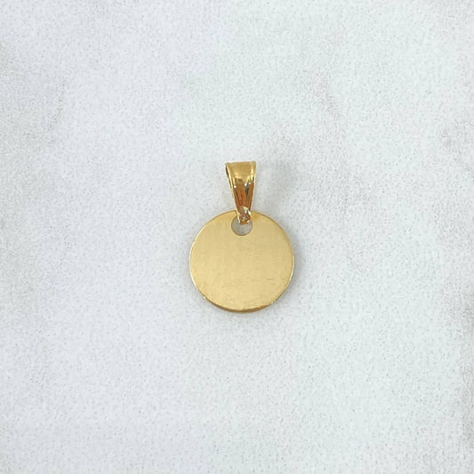 Dije Placa Circular Lisa 0.55gr / 1cm - 1.6cm / Cargador Interno Liso Oro Amarillo 18K