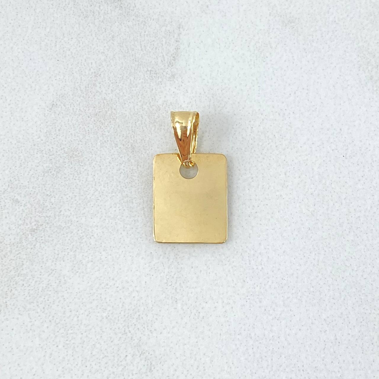 Dije Placa Rectangular Lisa 0.5gr / 1cm - 1.6cm / Cargador Interno Tallado Oro Amarillo 18K
