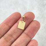 Dije Placa Rectangular Lisa 0.55gr / 1cm - 1.9cm / Cargador Tallado Oro Amarillo 18K