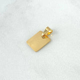 Dije Placa Rectangular Lisa 0.45gr / 1cm - 1.5cm / Cargador Interno Liso Oro Amarillo 18K ©
