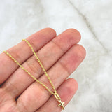 Set Cadena Lazo 0.95gr / 45cm / 1.2mm + Dije Cruz 0.25gr / 1.5cm Lisa 1.2gr Oro Amarillo 18K (Oferta)