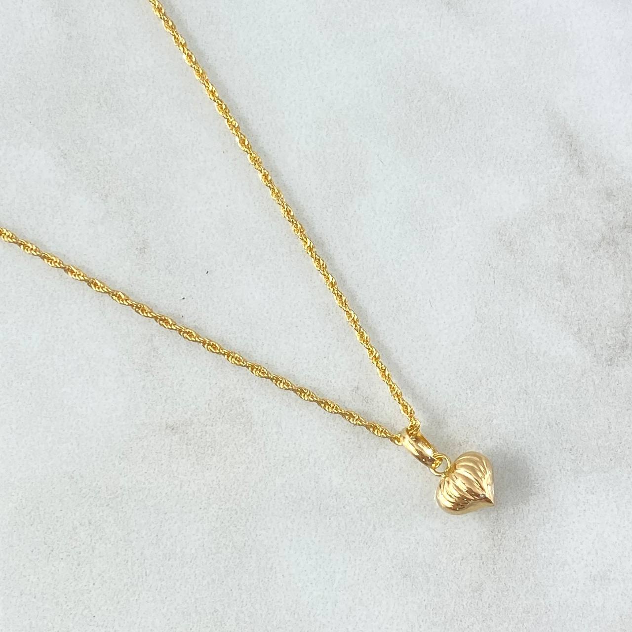 Cadena Lazo 1gr / 50cm / 1.2mm + Dije Corazón De Calabaza 0.4gr / 1.3cm Oro Amarillo 18K (Oferta)