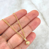 Cadena Lazo 1gr / 50cm / 1.2mm + Dije Corazón De Calabaza 0.4gr / 1.3cm Oro Amarillo 18K (Oferta)