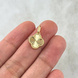Dije Trebol VCyA 1.7gr / 1.9cm / Diamantado Punteado Oro Amarillo Nac.Esp. 18K *