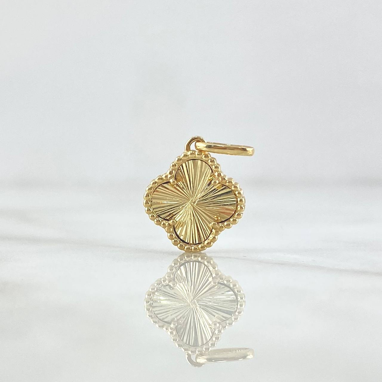 Dije Trebol VCyA 1.65gr / 1.7cm / Diamantado Punteado Oro Amarillo Nac.Esp. 18K