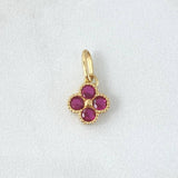 Dije Flor Borde Texturizado 1.15gr / 1.5cm / Circones Fucsia Oro Amarillo 18K *