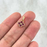 Dije Flor Borde Texturizado 1.15gr / 1.5cm / Circones Fucsia Oro Amarillo 18K *