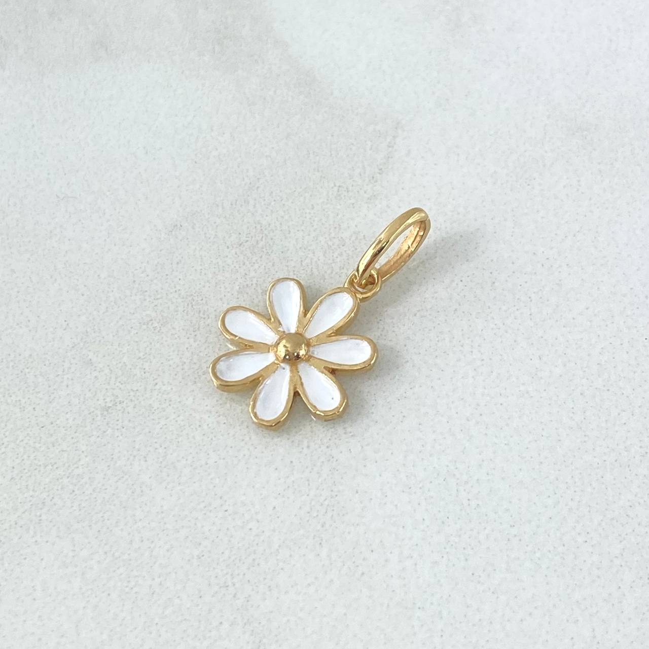 Dije Flor 1gr / 1.8cm / Resina Blanca Oro Amarillo 18K *