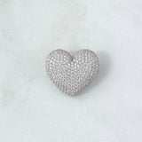 Dije Corazón Tupido Doble Argolla 6.65gr / 2.1cm / Circones Blancos Oro Amarillo 18K *