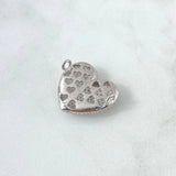 Dije Corazón Tupido Doble Argolla 6.65gr / 2.1cm / Circones Blancos Oro Amarillo 18K *