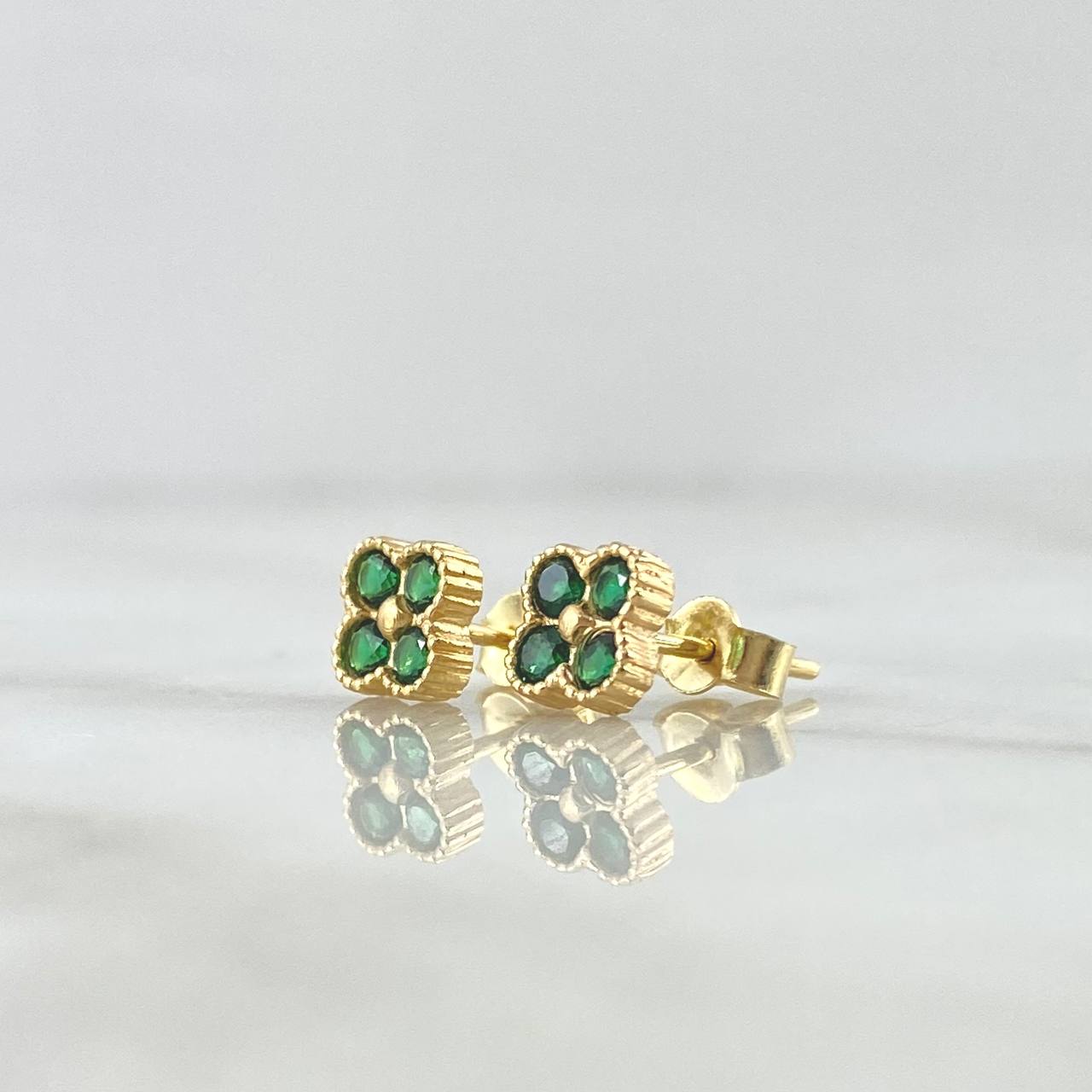 Topos Flor Borde Texturizado 1.9gr / 6.4cm / Circones Verdes Oro Amarillo 18K ©
