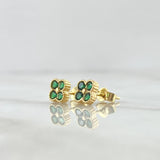 Topos Flor Borde Texturizado 1.9gr / 6.4cm / Circones Verdes Oro Amarillo 18K ©