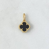 Dije Dije Trébol VCyA 1.65gr / 1.7cm / Onix Negro Punteado Oro Oro Amarillo Nac.Esp. 18K *