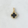 Dije Trebol VCyA 1.65gr / 1.9cm / Onix Negro Punteado Oro Amarillo Nac.Esp. 18K *