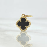 Dije Dije Trébol VCyA 1.65gr / 1.7cm / Onix Negro Punteado Oro Oro Amarillo Nac.Esp. 18K *