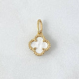 Dije Trébol VCyA 1.3gr / 1.7cm / Nacar Blanco Puteado Oro Amarillo Nac.Esp. 18K *
