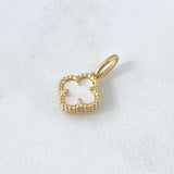 Dije Trébol VCyA 1.3gr / 1.7cm / Nacar Blanco Puteado Oro Amarillo Nac.Esp. 18K *