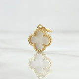 Dije Trébol VCyA 1.3gr / 1.7cm / Nacar Blanco Puteado Oro Amarillo Nac.Esp. 18K *