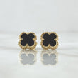 Topos Trébol VCyA 2.8gr / 1cm / Onix Negro Punteado Broche Mariposa Oro Amarillo Nac.Esp. 18K *