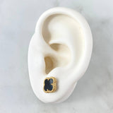 Topos Trébol VCyA 2.8gr / 1cm / Onix Negro Punteado Broche Mariposa Oro Amarillo Nac.Esp. 18K *