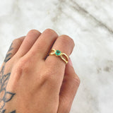 Anillo Dos Lineas 3.6gr / T5 1/4 / Esmeralda 40pts Oro Amarillo (Joya)