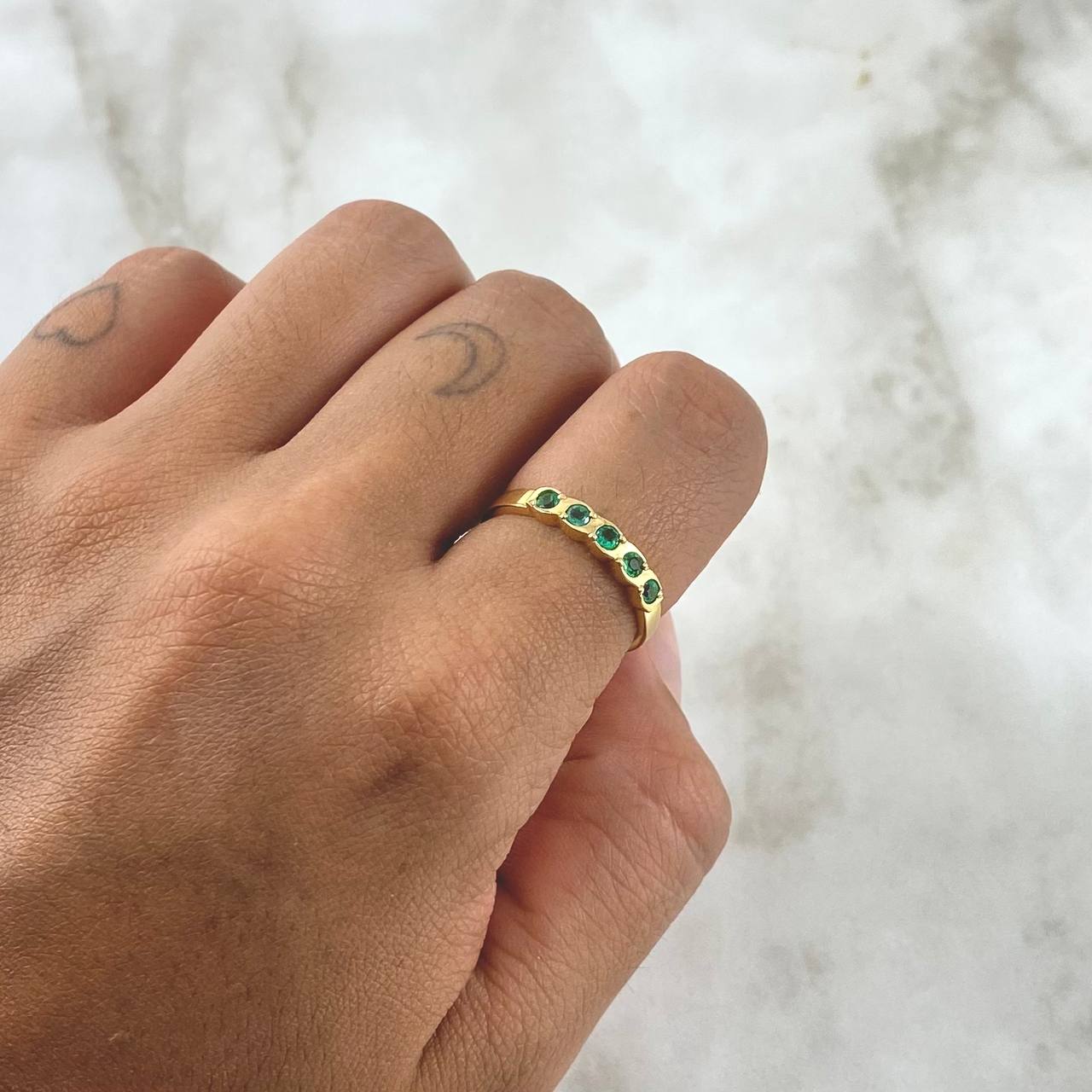 Anillo Esferas 2.05gr T7 1/4 Esmeraldas 26pts Oro Amarillo (Joya)