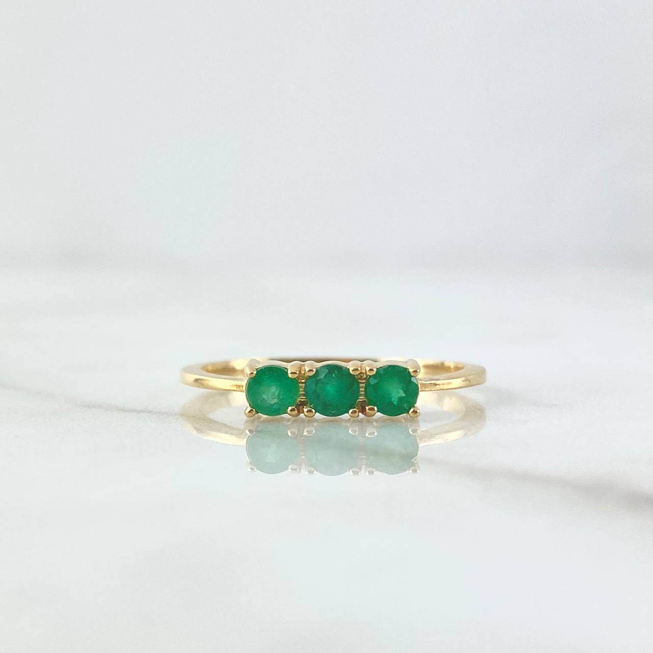 Anillo Trinity 1.95gr T7 Esmeraldas 36pts Oro Amarillo (Joya) ©