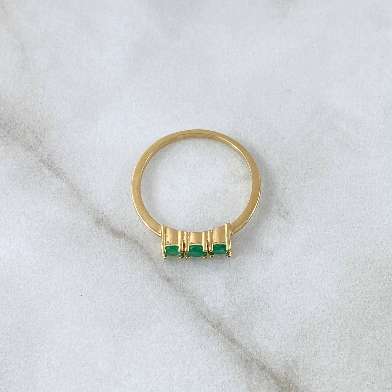 Anillo Trinity 1.95gr T7 Esmeraldas 36pts Oro Amarillo (Joya) ©