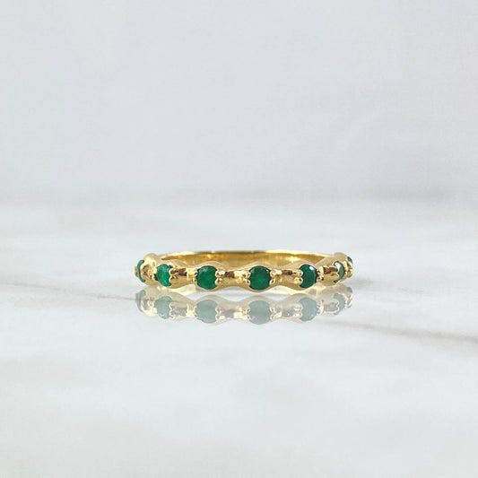 Anillo Segmentos Sumergidos 2.2gr T7 1/4 Esmeraldas 22pts Oro Amarillo (Joya) ©