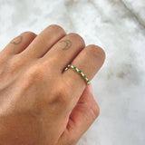 Anillo Segmentos Sumergidos 2.2gr T7 1/4 Esmeraldas 22pts Oro Amarillo (Joya) ©