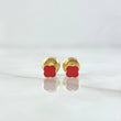 Topos Trebol 0.6gr / 4mm Borde Punteado Resina Roja Oro Amarillo 18K ©