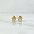 Topos Trebol 0.5gr / 4mm Borde Punteado Resina Blanca Oro Amarillo 18K