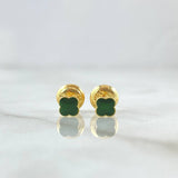 Topos Trebol 0.5gr / 4mm Borde Punteado Resina Verde Oro Amarillo 18K *