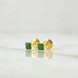 Topos Trebol 0.5gr / 4mm Borde Punteado Resina Verde Oro Amarillo 18K *