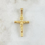 Dije Cristo Cruz 1.3gr / 3.6cm / Baston Punteado Oro Amarillo 18K ©