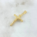 Dije Cristo Cruz 1.3gr / 3.6cm / Baston Punteado Oro Amarillo 18K ©