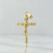 Dije Cristo Cruz 1.3gr / 3.6cm / Baston Punteado Oro Amarillo 18K ©